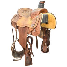 C1475adamstr16 Adams Saddlery Used 14.75 Inch Team Roping Saddle Code