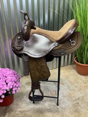 355.5 American Saddlery 15 Inch Leather And Cordura Western Saddle Light Weight Barbwire