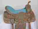 Au16033 Westridge Saddlery Used 16 Turquoise Tooled Western Barrel Racing Pleasure Trail Show Horse Saddle