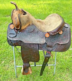 71784 Billy Cook 16 Inch Maker Reiner Equitation Show Western Saddle Amye Gamblin As Is