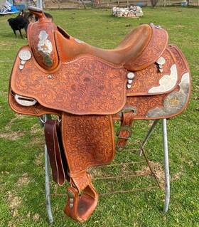 931-2862 Billy Cook 16 Inch Western Show Saddle With Silver And Floral Tooling Us Made