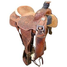 C155bctr99ftfl Billy Cook Used 15.5 Inch Trophy Team Roping Saddle Code