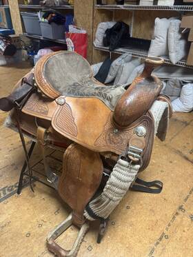 75188 Billy Cook Saddlery Roping Saddle 17 Inch Brown Leather Traditional Design