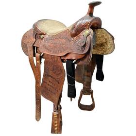 U155bcooktrotr77 Billy Cook Used 15.5 Inch Trophy Team Roping Saddle Code