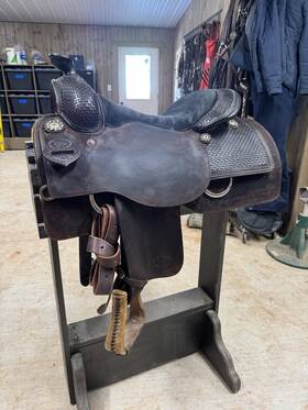 41599 Billy Royal Basketweave Tooled Roughout Leather Western Saddle 15.5 In Brown
