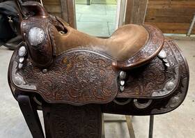 Br87064 Blue Ribbon Western Show Saddle - 16 Inch Padded To 15 Used