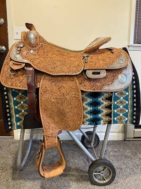 2896076 Blue Ribbon Tack Show Saddle 16 In Brown Leather