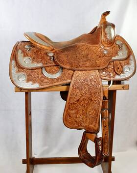 04-1202m Bobs Custom Saddles Western Sterling Silver Overlay Show Reiner 16 Inch Seat Fqhb