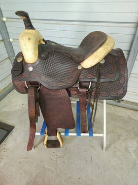 Sns16buf2007 Buffalo Used 16 Inch Brown Color Leather Roping Saddle With Tooling #2007