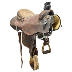 C145cactustrfsf Cactus Used 14.5 Inch Team Roping Saddle Code