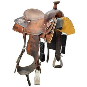 U145cactustr15 Cactus Used 14.5 Inch Champion Trophy Team Roping Saddle Code