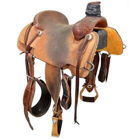 U145scaar2972 Cactus Used 14.5 Inch Amarillo Roper Ranch Saddle Code