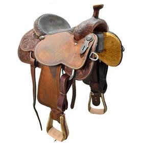 U155cactustr12fl Cactus Used 15.5 Inch Team Roping Saddle Code