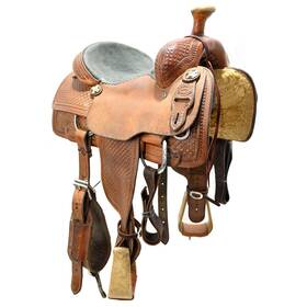 C14barmtr78dw Carson River Bar M Used 14 Inch Team Roping Saddle Code