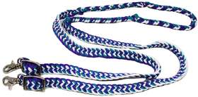 607519 Challenger Horse Roping Knotted Nylon Braided Western Barrel Reins Teal Purple