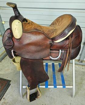 Sns16cra757 Circle A Used 16 Inch Brown Color Leather Roping Saddle#757