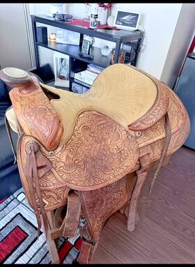12-48758 Circle Y Western Saddle 16 Inch Seat Fully Tooled Leather Floral #11351