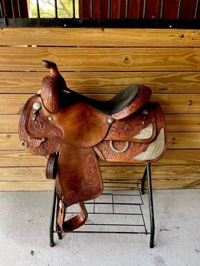 29171557019602 Circle Y 15.5 Inch Western Equitation Show Saddle Floral Tooled Lots Of Silver Sqhb