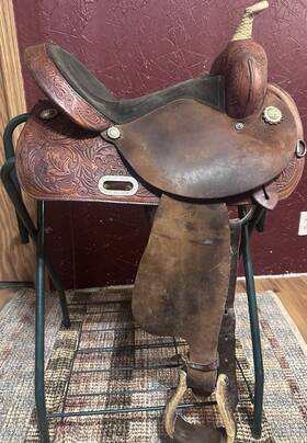 36492507050306 Circle Y 15 Inch Barrel Racing Western Saddle Brown Leather Traditional Design