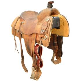 U145coatstrro19 Coats Saddlery Used 14.5 Inch Team Roping Saddle Code