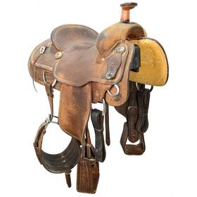 U1475coatstr09 Coats Saddlery Used 14.75 Inch Team Roping Saddle Code