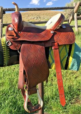 34330 Courts / Saddlery Bryan Texas 14 Inch Original Usa Western Barrel Racing Saddle Leather Basketweave Euc