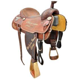 U145cgustrc10 Cowboy Gold By Martin Used 14.5 Inch Trophy Team Roping Saddle Code