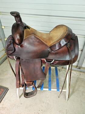 Sns16dekrop Dekalb Used 16 Inch Brown Color Leather Roping Saddle