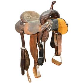 U145jjppr52311 Double J Saddlery Used 14.5 Inch Pozzi Pro Barrel Racing Saddle Code