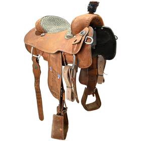 U145jjtrotraa Double J Saddlery Used 14.5 Inch Trophy Team Roping Saddle Code