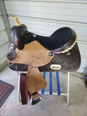 Sns16dtbar9051 Double T New 16 Inch Brown Color Barrel Saddle With Tooled Leather #9051
