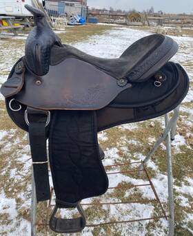 Wd16 Draft Tack Used 16 Inch Black Nylon/leather Wide Tree Western Saddle Us Made