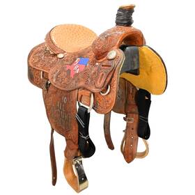 U1425etstrtjra East Texas Saddle Used 14.25 Inch Trophy Team Roping Code