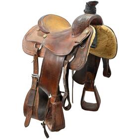 U145faithrainstr Faith Rains Used 14.5 Inch Team Roping Saddle Code