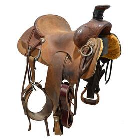 U155grassh96 Grasshopper Saddlery Used 15.5 Inch Ranch Saddle Code