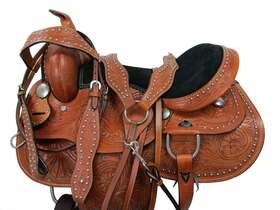 7560dk Handmade Barrel Racing Western Horse Saddle Pleasure Trail Tooled Leather Set 18 17 16 15