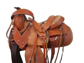 7570dsg Handmade Western Trail Saddle Hard Seat Pleasure Horse Tooled Leather Tack 15 16 17 18