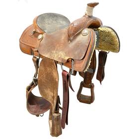 U14hjonescr14 Harry Jones Used 14 Inch Calf Roping Saddle Code