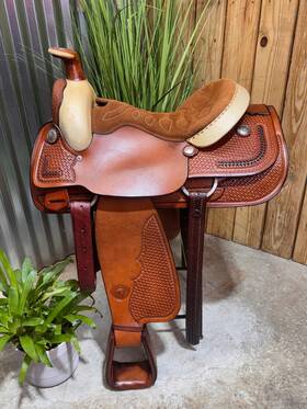 08-1365 Hereford 16 Inch Tex-tan Range Boss Western Ranch Show Saddle Beautiful