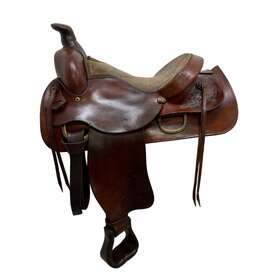 1001-1285-3348 Hereford Used Textan 16 Inch Full Quarter Horse Bar Roper Saddle #1001-1285-3348