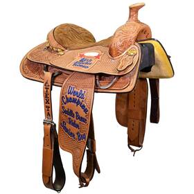 C15herefordlbsb Hereford Tex Tan Used 15 Inch Trophy Team Roping Saddle Code