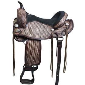 Hstt201bzro-16 Hilason 34hs Flex Tree Western Horse Saddle American Leather Barre Trail &
