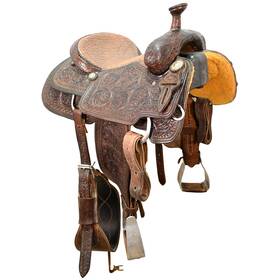 U1425hrtrftfl Hr Custom Made Used 14.25 Inch Team Roping Saddle Code
