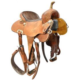 U145hrbr12bskbrb Hr Custom Made Used 14.5 Inch Barrel Racing Saddle Code