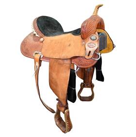 U155hrbr12cbbk Hr Custom Made Used 15.5 Inch Barrel Racing Saddle Code