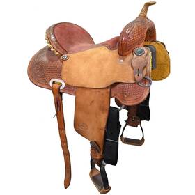 U155hrbr12cbrd Hr Custom Made Used 15.5 Inch Barrel Racing Saddle Code