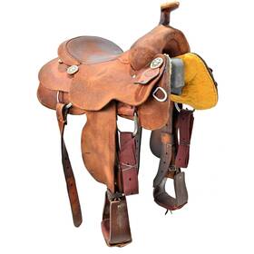 U155hrtrfullro Hr Custom Made Used 15.5 Inch Team Roping Saddle Code