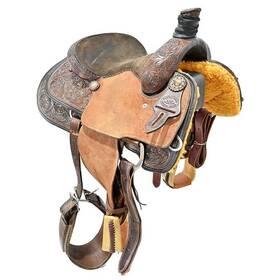 U13hrtrchoc12fl Hr Custom Saddlery Used 13 Inch Team Roping Saddle Code