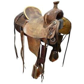 U155hrran12cb Hr Custom Saddlery Used 15.5 Inch Made Ranch Saddle Code
