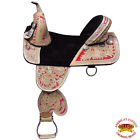 Hstw101bzred1-15 Hilason Western American Leather Treeless Trail Barrel Racing 635562404524